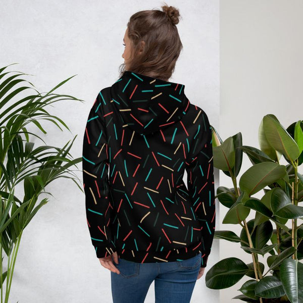 Black Sprinkle Print Men's or Women's Unisex Hoodie Sweatshirt Pullover- Made in EU-Men's Hoodie-Heidi Kimura Art LLC