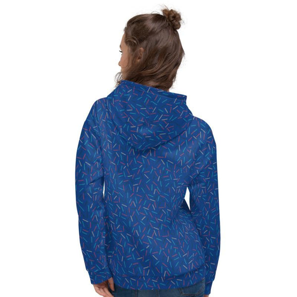 Navy Blue Birthday Sprinkle Print Ladies Unisex Hoodie Sweatshirt Pullover - Made in EU-Women's Hoodie-Heidi Kimura Art LLC