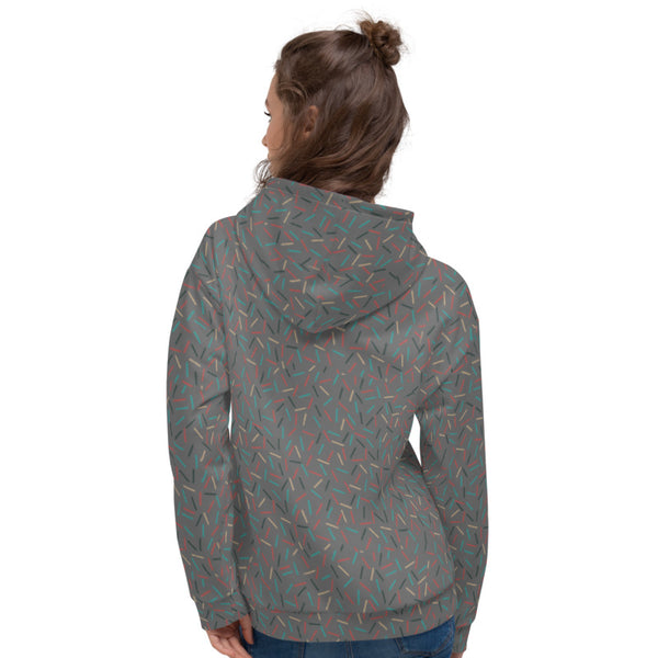 Gray Birthday Sprinkle Print Women's Unisex Hoodie Sweatshirt Pullover Top- Made in EU-Women's Hoodie-Heidi Kimura Art LLC