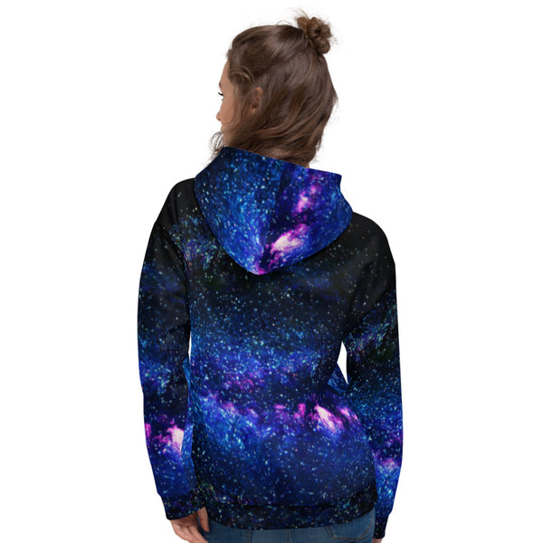 Blue Galaxy Space Print Women's/Men's Unisex Hoodie- Made in Europe (US Size: XS-3XL)-Men's Hoodie-Heidi Kimura Art LLC