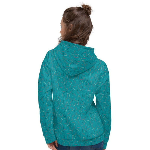Teal Blue Birthday Sprinkle Print Women's Unisex Hoodie Sweatshirt Pullover- Made in EU-Women's Hoodie-Heidi Kimura Art LLC