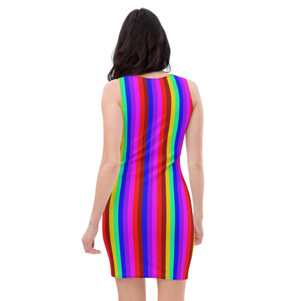 Rainbow Stripe Dress, Gay Pride Modern Classic Women's Long Sleeveless Designer Premium Dress - Made in USA/EU (US Size: XS-XL) Rainbow Stripe Dress, Gay Pride LGBTQ Friendly Modern Classic Women's Long Sleeveless Designer Premium Dress - Made in USA/EU (US Size: XS-XL)
