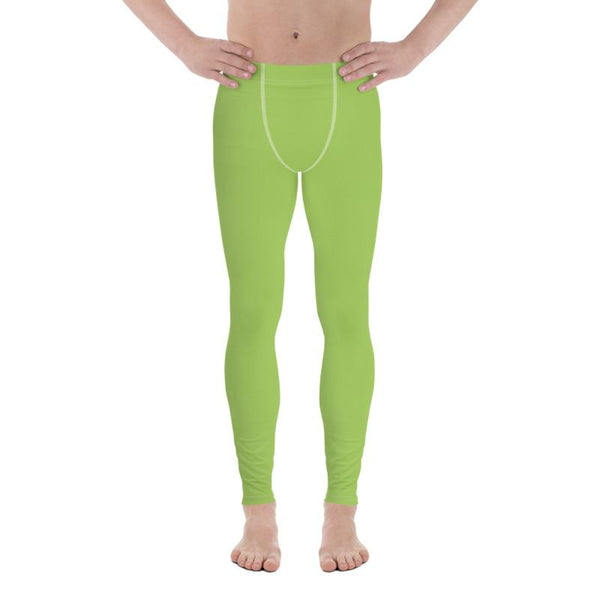 Light Green Apple Meggings Compression Men Tights Men's Best Premium Leggings-Men's Leggings-Heidi Kimura Art LLC
