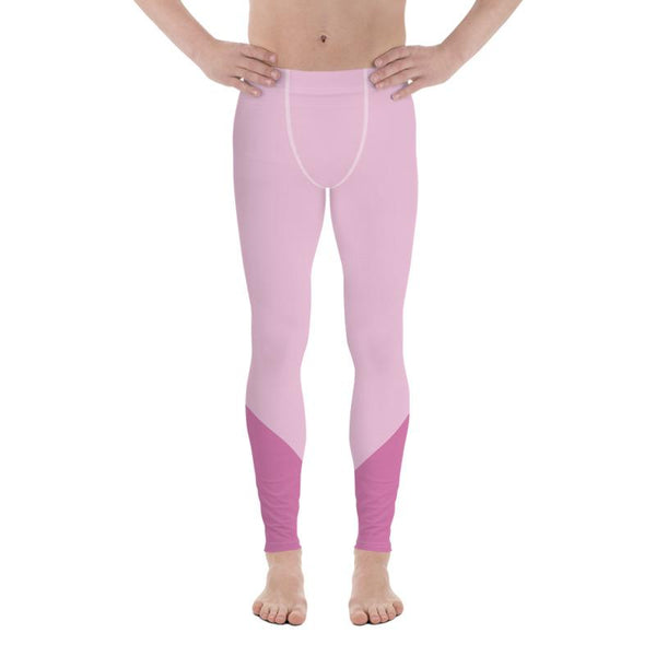 Pink Shade Duo Colors Designer Men's Leggings Meggings Tights Pants-Made in USA/EU-Men's Leggings-Heidi Kimura Art LLC