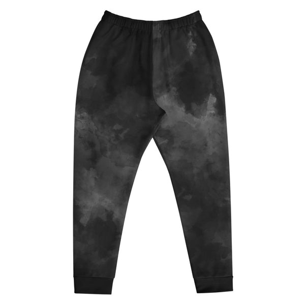 Black Abstract Men's Joggers, Clouds Print Premium Best Men's Sweatpants- Made in EU-Men's Joggers-Heidi Kimura Art LLC