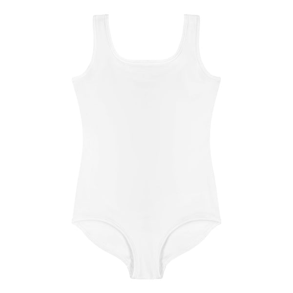 Solid Color White Print Premium Girl's Kids Swimsuit Swimwear Bathing Suit- Made in USA-Kid's Swimsuit (Girls)-Heidi Kimura Art LLC