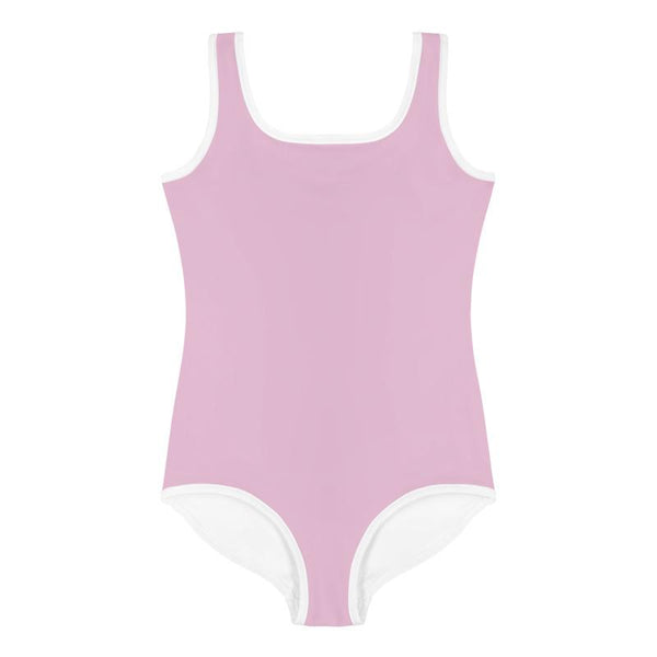 Light Pink Classic Color Print Cute Girl's Kids Swimsuit Swimwear Sportwear- Made in USA-Kid's Swimsuit (Girls)-Heidi Kimura Art LLC