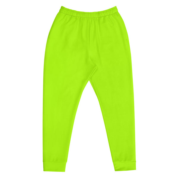 Neon Green Bright Solid Color Premium Men's Joggers Sweatpants - Made in EU-Men's Joggers-Heidi Kimura Art LLC