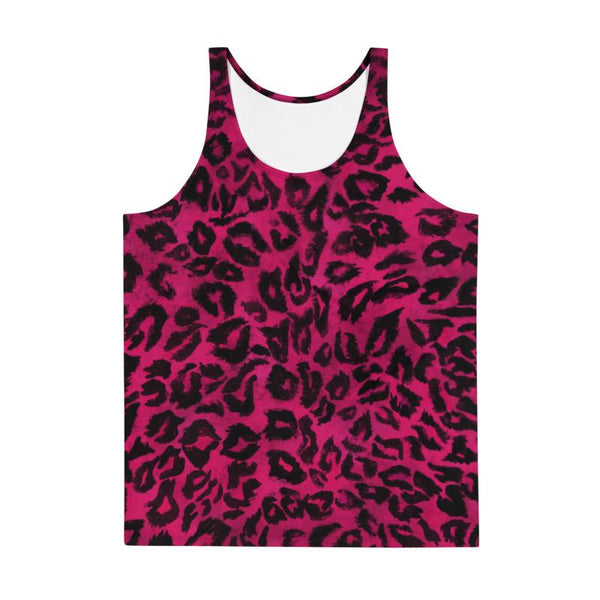 Hot Pink Leopard Animal Print Mens Womens Unisex Premium Tank Top- Made in USA-Men's Tank Top-Heidi Kimura Art LLC