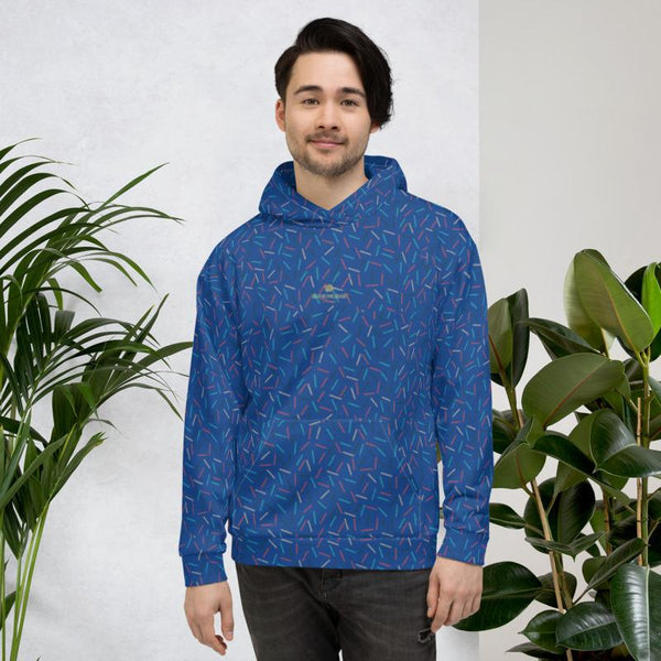 Navy Blue Birthday Sprinkle Print Ladies Unisex Hoodie Sweatshirt Pullover - Made in EU-Women's Hoodie-Heidi Kimura Art LLC
