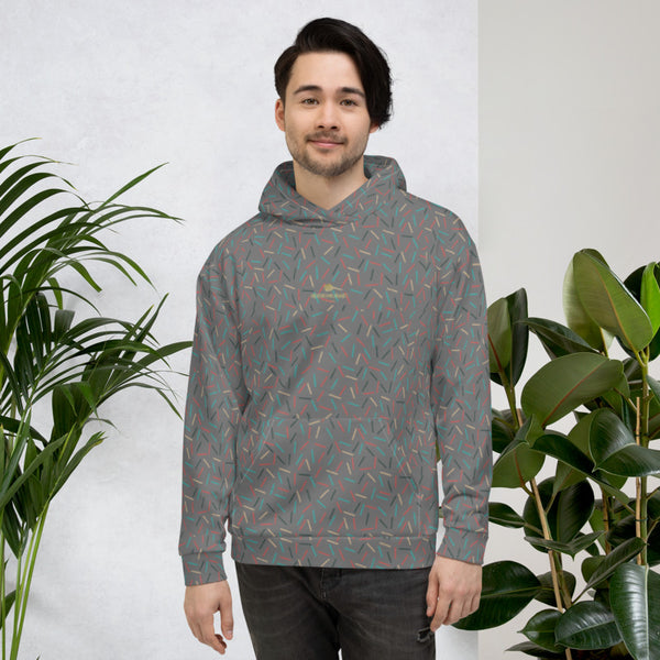 Gray Birthday Sprinkle Print Men's Unisex Hoodie Sweatshirt Pullover Top- Made in EU-Men's Hoodie-Heidi Kimura Art LLC