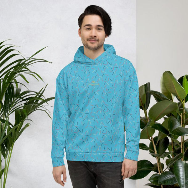 Light Blue Birthday Sprinkle Print Women's Unisex Hoodie Sweatshirt Pullover - Made in EU-Women's Hoodie-Heidi Kimura Art LLC