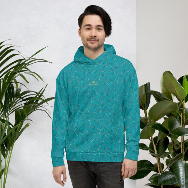 Teal Blue Birthday Sprinkle Print Men's Unisex Hoodie Sweatshirt Pullover- Made in EU-Men's Hoodie-Heidi Kimura Art LLC