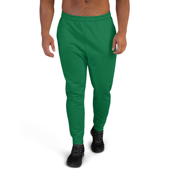 Dark Green Men's Joggers, Emerald Green Sweatpants For Men-Made in EU/MX-Heidikimurart Limited -Heidi Kimura Art LLC Dark Green Designer Men's Joggers, Best Emerald Green Solid Color Sweatpants For Men, Modern Slim-Fit Designer Ultra Soft & Comfortable Men's Joggers, Men's Jogger Pants-Made in EU/MX (US Size: XS-3XL)