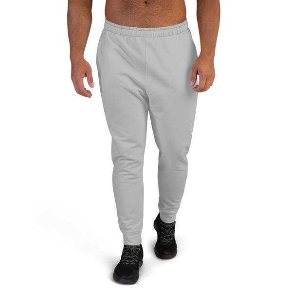 Light Grey Men's Joggers, Pale Solid Gray Solid Color Sweatpants For Men, Modern Slim-Fit Designer Ultra Soft & Comfortable Men's Joggers, Men's Jogger Pants-Made in EU/MX (US Size: XS-3XL)