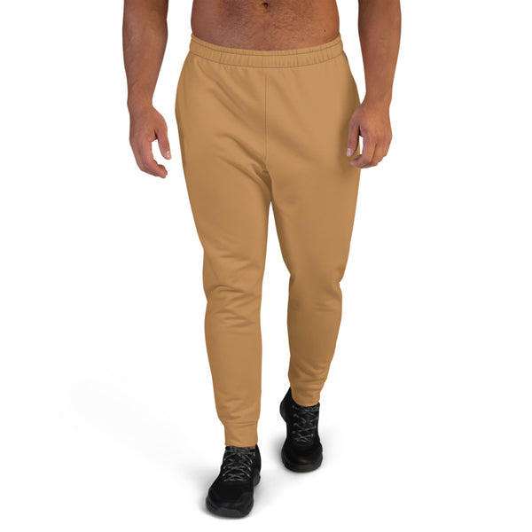 Nude Brown Designer Men's Joggers, Best Pale Brown Solid Color Sweatpants For Men, Modern Slim-Fit Designer Ultra Soft & Comfortable Men's Joggers, Men's Jogger Pants-Made in EU/MX (US Size: XS-3XL)