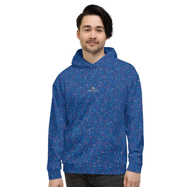 Navy Blue Birthday Sprinkle Print Men's Unisex Hoodie Sweatshirt Pullover - Made in EU-Men's Hoodie-Heidi Kimura Art LLC
