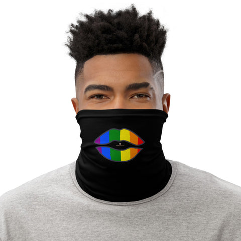 Funny Lips Neck Gaiter, Gay Pride Parade Neck Gaiter, Black Face Mask Shield, Luxury Premium Quality Cool And Cute One-Size Reusable Washable Scarf Headband Bandana - Made in USA/EU, Face Neck Warmers, Non-Medical Breathable Face Covers, Neck Gaiters  