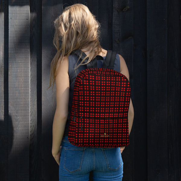 Buffalo Red Plaid Print Men's or Women's Premium Preppy Backpack- Made in USA/ EU-Backpack-Heidi Kimura Art LLC