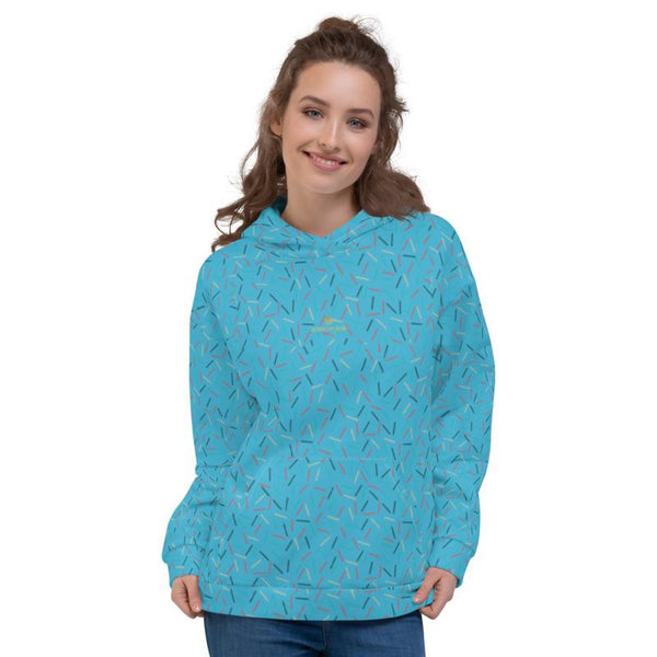 Light Blue Birthday Sprinkle Print Women's Unisex Hoodie Sweatshirt Pullover - Made in EU-Women's Hoodie-Heidi Kimura Art LLC
