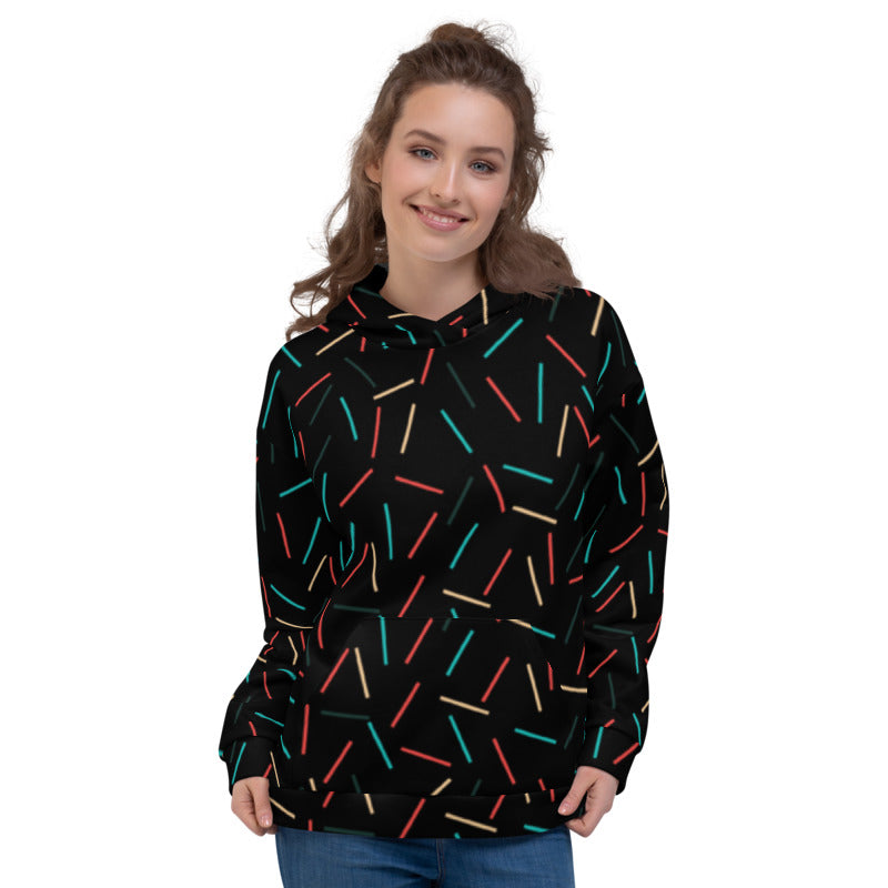 Black Birthday Sprinkle Women's Sweatshirt, Premium Hoodie Long Sleeve Top- Made in EU-Women's Hoodie-XS-Heidi Kimura Art LLC