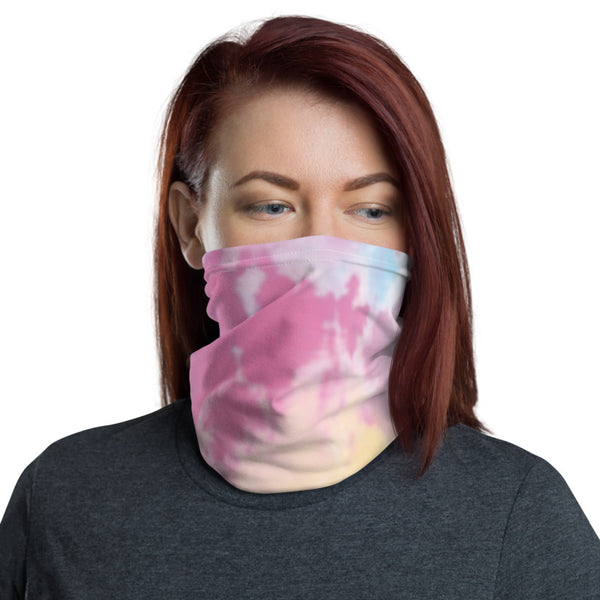 Pink Tie Dye Face Mask, Washable Reusable Unisex Neck Gaiter-Made in USA/EU-Heidi Kimura Art LLC-Heidi Kimura Art LLC