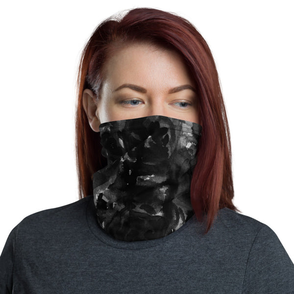 Gray Rose Face Masks, Abstract Floral Print Face Mask Shield, Luxury Premium Quality Cool And Cute One-Size Reusable Washable Scarf Headband Bandana - Made in USA/EU, Face Neck Warmers, Non-Medical Breathable Face Covers, Neck Gaiters, Face Mouth Cloth Coverings, Ear Warmer Headband, Winter Face Masks, Clothing Sports & Outdoors Face Scarf