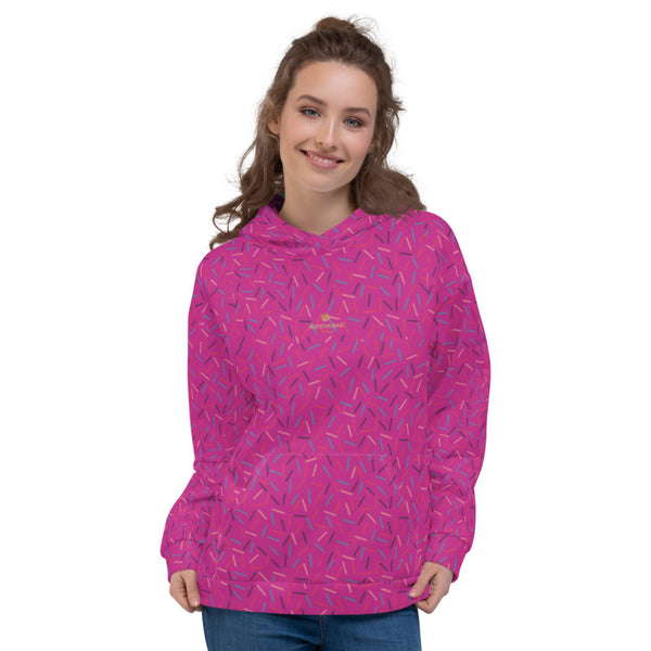 Hot Pink Birthday Sprinkle Print Men's Unisex Hoodie Sweatshirt Pullover- Made in EU-Men's Hoodie-Heidi Kimura Art LLC