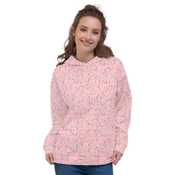 Light Pink Birthday Sprinkle Print Ladies Unisex Hoodie Sweatshirt Pullover- Made in EU-Women's Hoodie-Heidi Kimura Art LLC