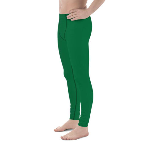 Christmas Emerald Elf Green Solid Color Meggings Men's Leggings Premium Tights-Men's Leggings-Heidi Kimura Art LLC Green Meggings, Christmas Emerald Elf Green Solid Color Premium Classic Elastic Comfy Men's Leggings Fitted Tights Pants - Made in USA/EU (US Size: XS-3XL) Meggings Men's Workout Gym Tights Leggings, Compression Tights, Kinky Fetish Men Pants