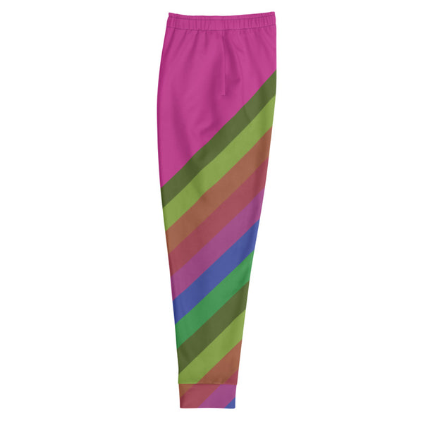Hot Pink Faded Rainbow Print Men's Rave Party Casual Sweatpants Joggers - Made in EU-Men's Joggers-Heidi Kimura Art LLC