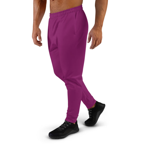 Purple Solid Color Men's Joggers, Modern Minimalist Solid Color Sweatpants For Men, Modern Slim-Fit Designer Ultra Soft & Comfortable Men's Joggers, Men's Jogger Pants-Made in EU/MX (US Size: XS-3XL)