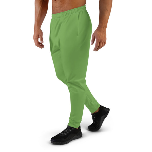 Green Designer Men's Joggers, Best Green Solid Color Sweatpants For Men, Modern Slim-Fit Designer Ultra Soft & Comfortable Men's Joggers, Men's Jogger Pants-Made in EU/MX (US Size: XS-3XL)