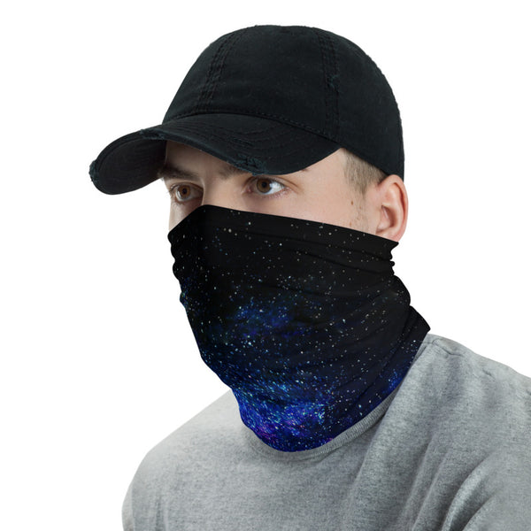 Galaxy Space Face Mask Shield, Space Print Luxury Premium Quality Cool And Cute One-Size Reusable Washable Scarf Headband Bandana - Made in USA/EU, Face Neck Warmers, Non-Medical Breathable Face Covers, Neck Gaiters  