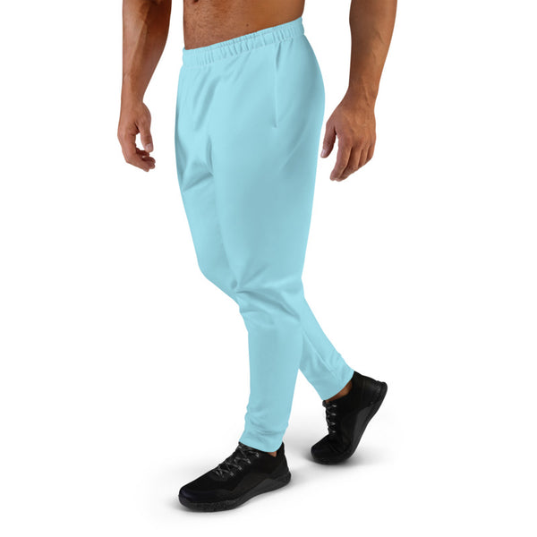 Baby Blue Designer Men's Joggers, Best Pale Blue Solid Color Sweatpants For Men, Modern Slim-Fit Designer Ultra Soft & Comfortable Men's Joggers, Men's Jogger Pants-Made in EU/MX (US Size: XS-3XL)
