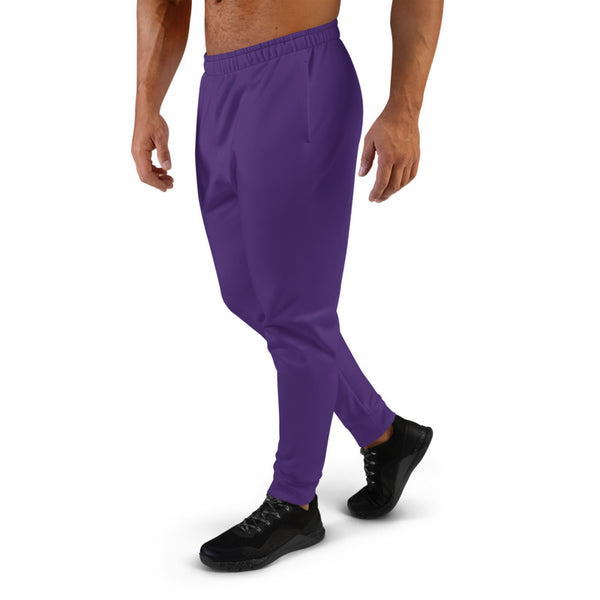 Dark Purple Designer Men's Joggers, Best Purple Solid Color Sweatpants For Men, Modern Slim-Fit Designer Ultra Soft & Comfortable Men's Joggers, Men's Jogger Pants-Made in EU/MX (US Size: XS-3XL)