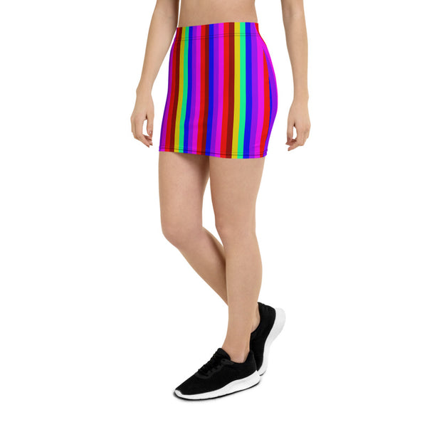 Rainbow Striped Women's Mini Skirt, Rainbow Striped Gay Pride Parade Print Alluring Women's Mini Skirt - Made in USA/ EU (US Size XS-XL)