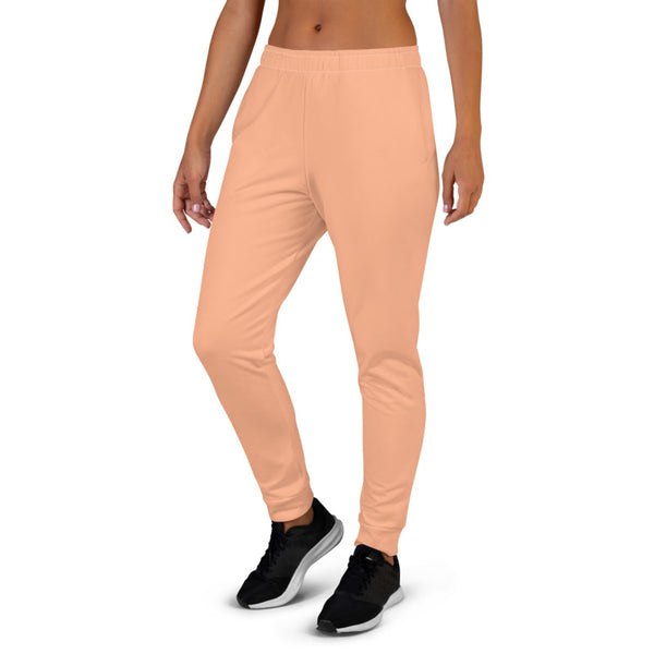 Beige Nude Women's Joggers, Bright Solid Color Premium Printed Slit Fit Soft Women's Joggers Sweatpants -Made in EU (US Size: XS-3XL) Plus Size Available, Solid Coloured Women's Joggers, Soft Joggers Pants Womens, Women's Long Joggers, Women's Soft Joggers, Lightweight Jogger Pants Women's, Women's Athletic Joggers, Women's Jogger Pants