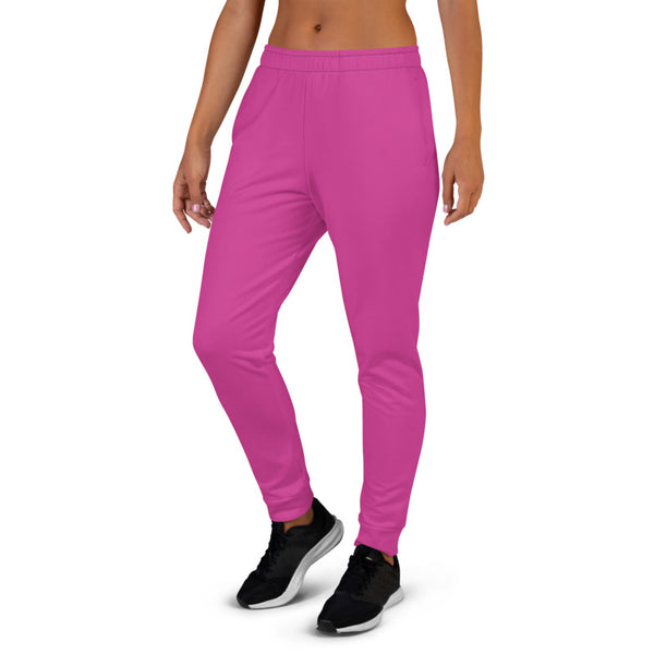 Hot Pink Women's Joggers, Bright Solid Color Premium Printed Slit Fit Soft Women's Joggers Sweatpants -Made in EU (US Size: XS-3XL) Plus Size Available, Solid Coloured Women's Joggers, Soft Joggers Pants Womens, Women's Long Joggers, Women's Soft Joggers, Lightweight Jogger Pants Women's, Women's Athletic Joggers, Women's Jogger Pants