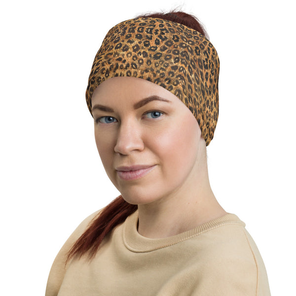 Leopard Print Mask Bandana, Animal Print Face Mask Shield, Luxury Premium Quality Cool And Cute One-Size Reusable Washable Outdoor Anti-Dust Scarf Headband Bandana - Made in USA/EU, Face Neck Warmers, Non-Medical Breathable Face Covers, Neck Gaiters, Face Mouth Cloth Coverings  