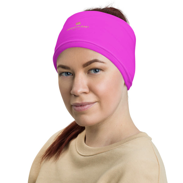 Neon Pink Face Mask Shield, Luxury Premium Quality Cool And Cute One-Size Reusable Washable Scarf Headband Bandana - Made in USA/EU  