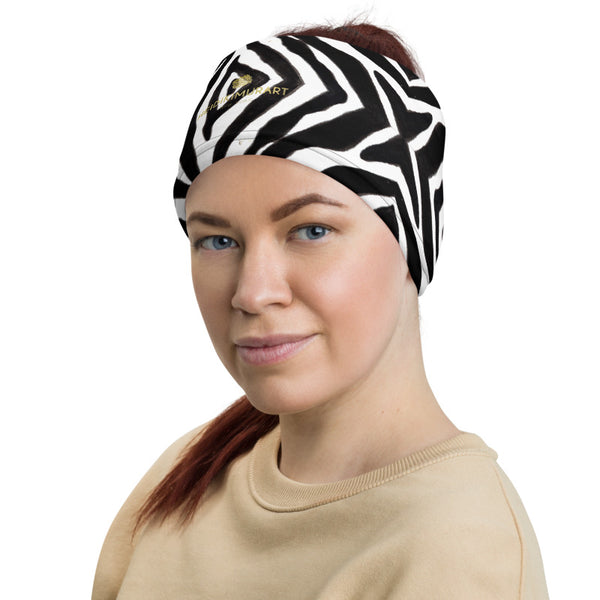 Zebra Stripe Neck Gaiter, Animal Print Luxury Premium Quality Cool And Cute One-Size Reusable Washable Scarf Headband Bandana - Made in USA/EU, Face Neck Warmers, Non-Medical Breathable Face Covers, Neck Gaiters  
