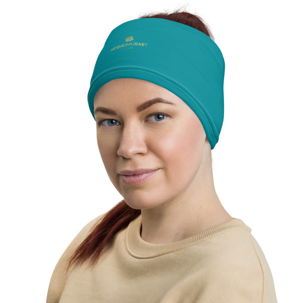Teal Blue Face Mask Shield, Luxury Premium Quality Cool And Cute One-Size Reusable Washable Scarf Headband Bandana - Made in USA/EU, Face Neck Warmers, Non-Medical Breathable Face Covers, Neck Gaiters, Face Coverings  