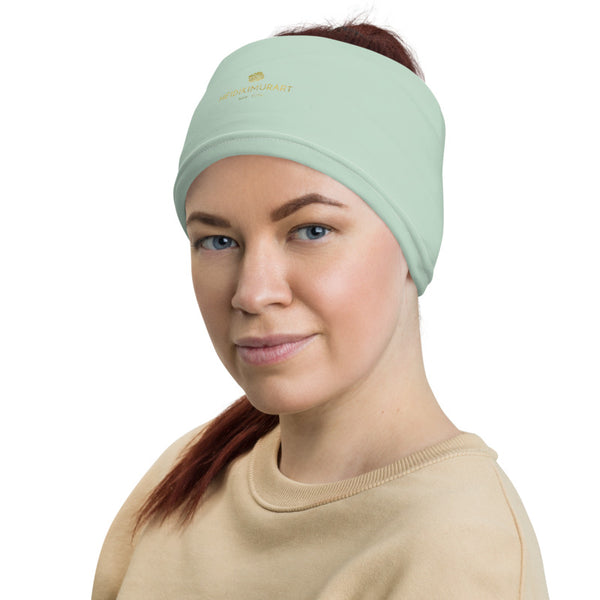 Pastel Green Face Mask Shield, Luxury Premium Quality Cool And Cute One-Size Reusable Washable Scarf Headband Bandana - Made in USA/EU, Winter Accessory For Dust/ Sand/ Wind, Wilderness Face Scarf Winter, Face Warmer, Neck Gaiter
