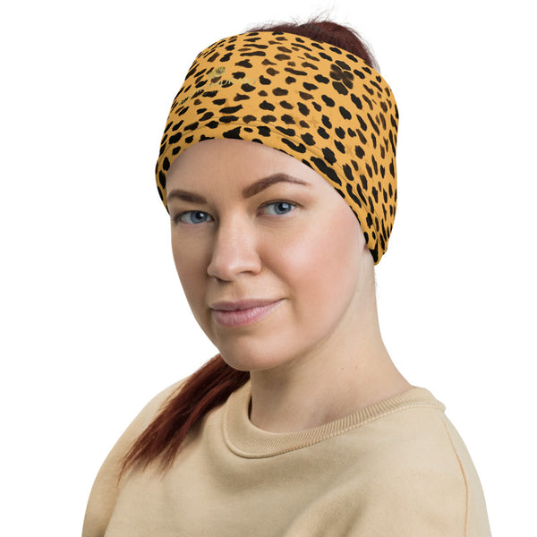 Beige Cheetah Neck Gaiter, Animal Print Luxury Premium Quality Cool And Cute One-Size Reusable Washable Scarf Headband Bandana - Made in USA/EU, Face Neck Warmers, Non-Medical Breathable Face Covers, Neck Gaiters  