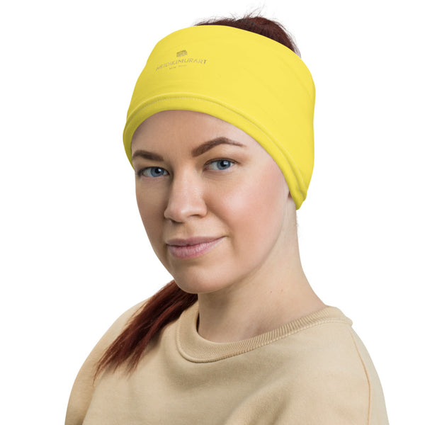 Bright Yellow Face Mask Shield, Luxury Premium Quality Cool And Cute One-Size Reusable Washable Scarf Headband Bandana - Made in USA/EU, Winter Accessory For Dust/ Sand/ Wind, Wilderness Face Scarf Winter, Face Warmer  