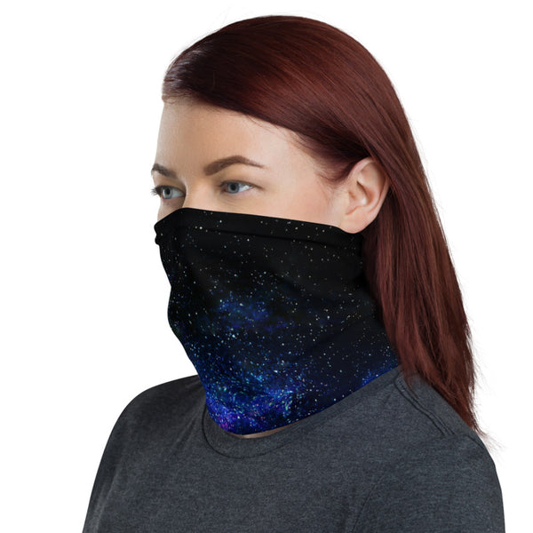Galaxy Space Face Mask Shield, Space Print Luxury Premium Quality Cool And Cute One-Size Reusable Washable Scarf Headband Bandana - Made in USA/EU, Face Neck Warmers, Non-Medical Breathable Face Covers, Neck Gaiters  
