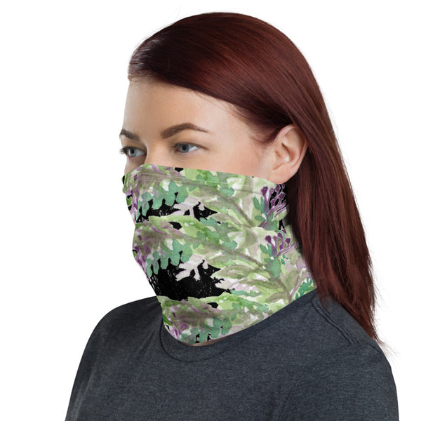 Black Lavender Face Mask Shield, Floral Print Luxury Premium Quality Cool And Cute One-Size Reusable Washable Scarf Headband Bandana - Made in USA/EU, Face Neck Warmers, Non-Medical Breathable Face Covers, Neck Gaiters  
