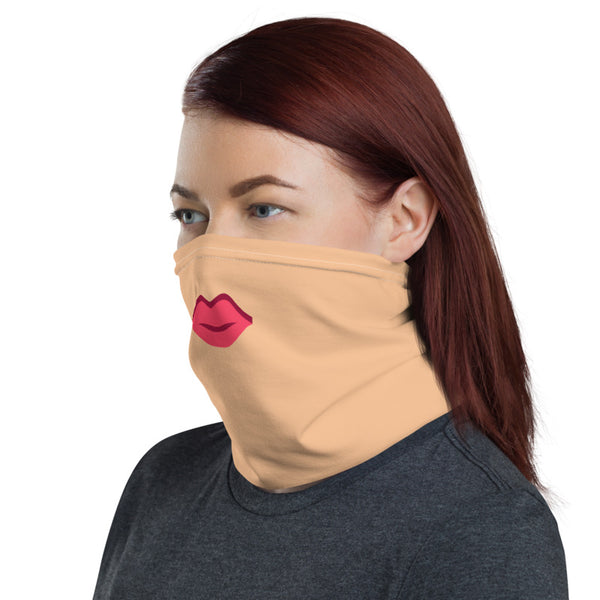 Red Sexy Lips Face Mask, Washable Reusable Funny Neck Gaiter-Heidi Kimura Art LLC-Heidi Kimura Art LLC