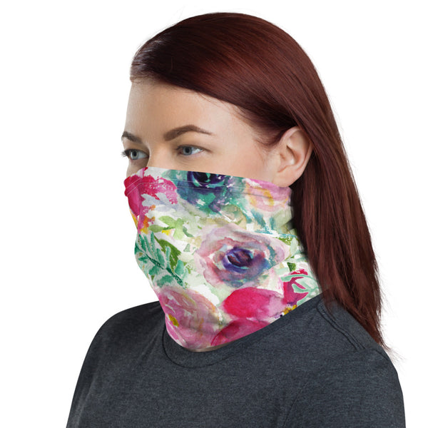 Mixed Floral Face Mask, Rose Flower Print Luxury Premium Quality Cool And Cute One-Size Reusable Washable Scarf Headband Bandana - Made in USA/EU, Face Neck Warmers, Non-Medical Breathable Face Covers, Neck Gaiters  